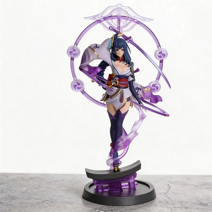 Genshin Impact Raiden Shogun 28cm Collectible GK Statue Figure, High-Quality Anime & Manga Toy with Clothing Details, Detailed Facial Expressions for House Decoration, Exquisite Craftsmanship