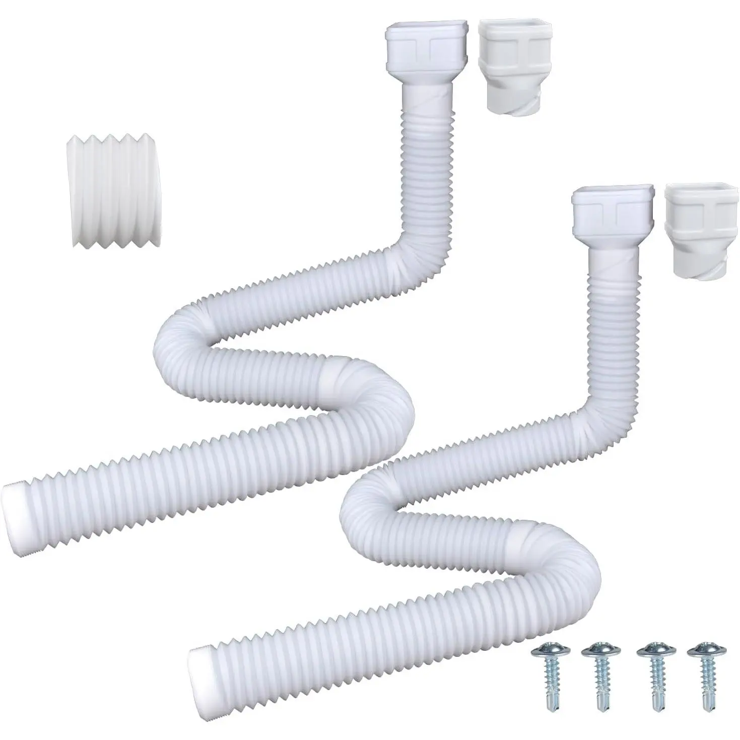 7ft Long Gutter Downspout Extensions, 3" Gutter Downspout Extender Pipe for 2"x3" Downspout and 3"x4"Downspout, Flexible Pipe Stretched Length 7ft, White,2-Pack