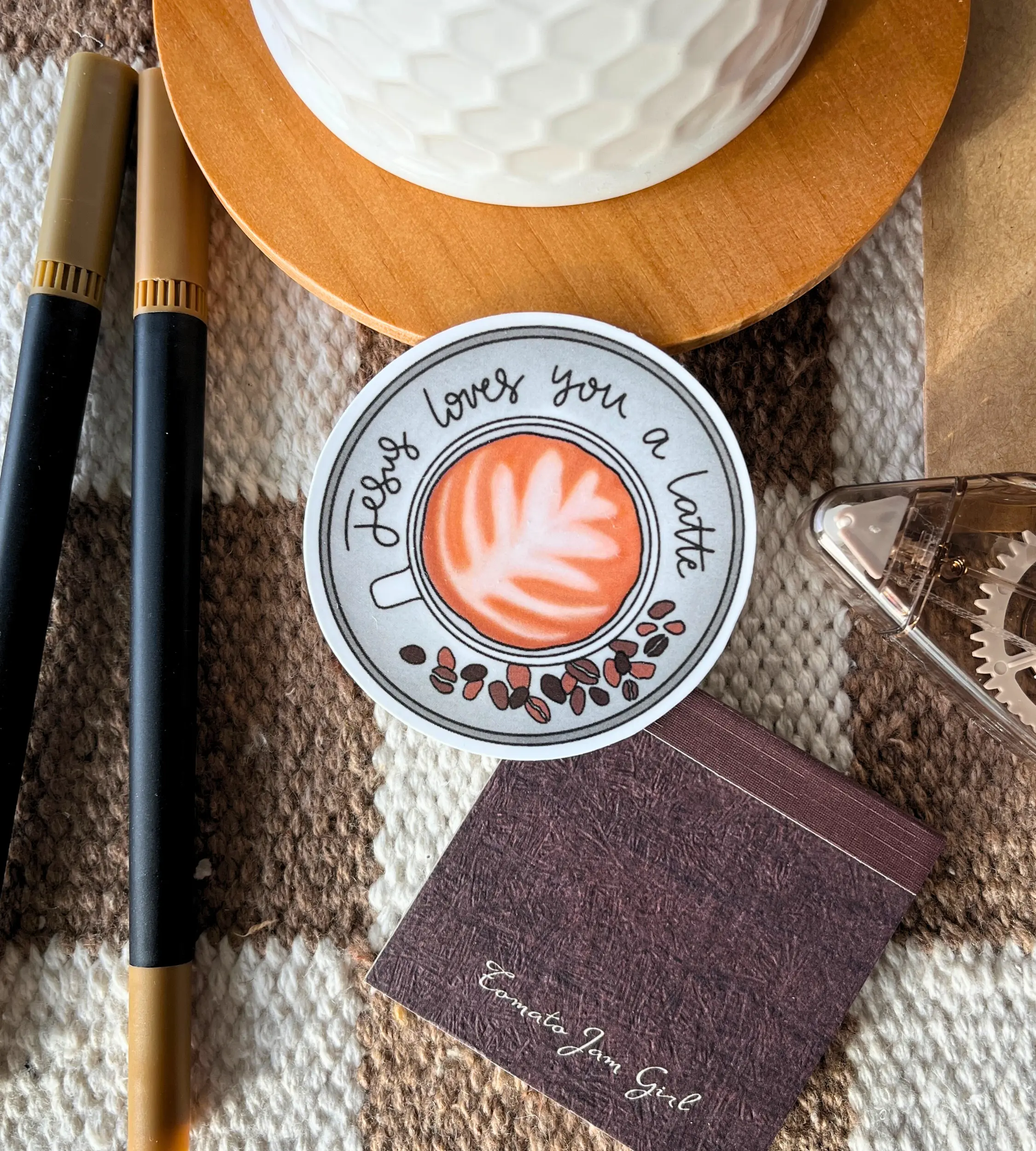 Espresso Latte Vinyl Sticker, Christian Coffee Cup Die Cut Sticker, Cozy Holographic Drink Sticker