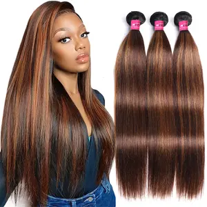 FB 30 Highlight Brown Straight Hair Bundles Ombre Colored Human Hair Weave 1 3 4 Remy Hair Bundles