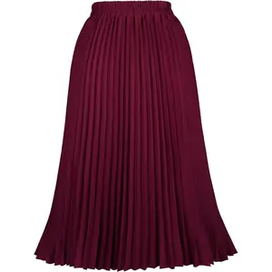 Women's Pleated Skirts High Elastic Waist A-Line Swing Skirt Midi Length
