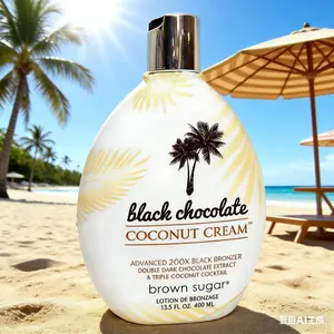 Brown Sugar Black Chocolate Coconut Cream 200X Black Bronzer Tanning Bed Lotion 13.5oz Ultra Dark Tan with Double Dark Chocolate Extract & Triple Coconut Cocktail Moisturizers Paraben-Free DHA-Free Bronzing
