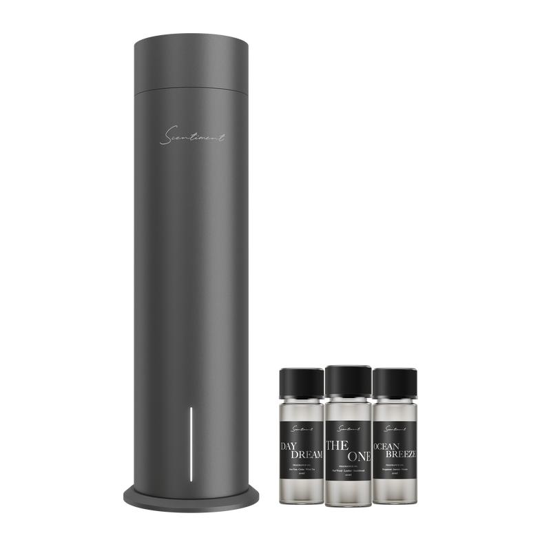 Scentiment Diffuser Tall Air 2 - Discovery Kit with Sampler Oils: Cold-Air Diffusion Technology with Wi-Fi & Touch Controls, Rechargeable Battery, Covers 1000 Sqft; Includes Top 3 Luxury Hotel-Inspired Fragrance Oils (20ml)