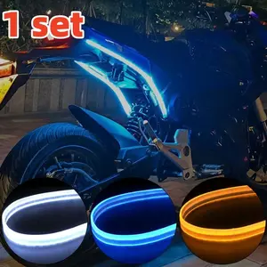 1 set of motorcycle running turn signal strip, car lane changing light strip, LED daytime running light, dual color tail light, DRL running light decorative light strip