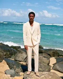 Express Slim Ivory Wool-Blend Suit Pant
