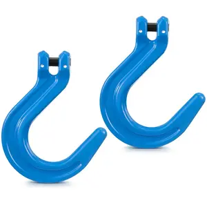 2 Pcs 3/8'' Grade 100 Clevis Foundry Hook with Pin Clevis Chain Hook Wll 8800 Lbs Bs 35200 Lbs Heavy Duty Tow for Chain Cable Lifting