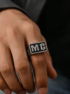1pc Motorcycle Series Letter MC Logo Punk Style Stainless Steel Ring, Men's Style