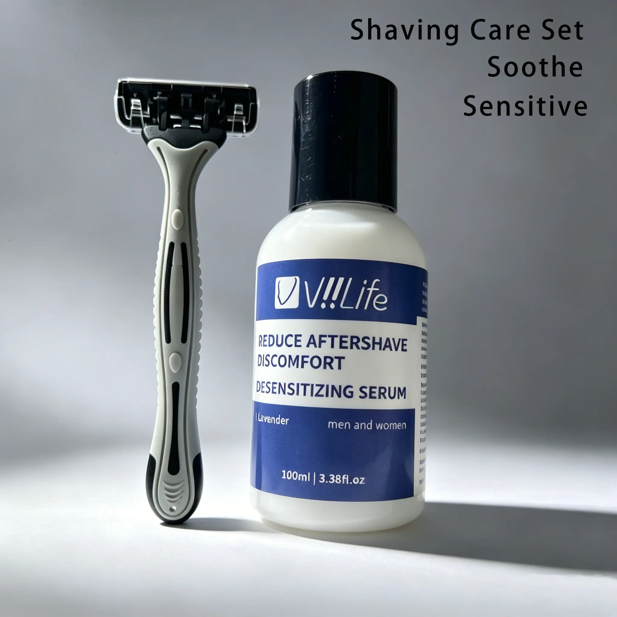 Viilife Shaving Care Kit, Disposable Razor + After-Shave Lotion, One-Stop Shaving & Post-Shave Care, Root-Free Clean Shave Experience, Travel Essential