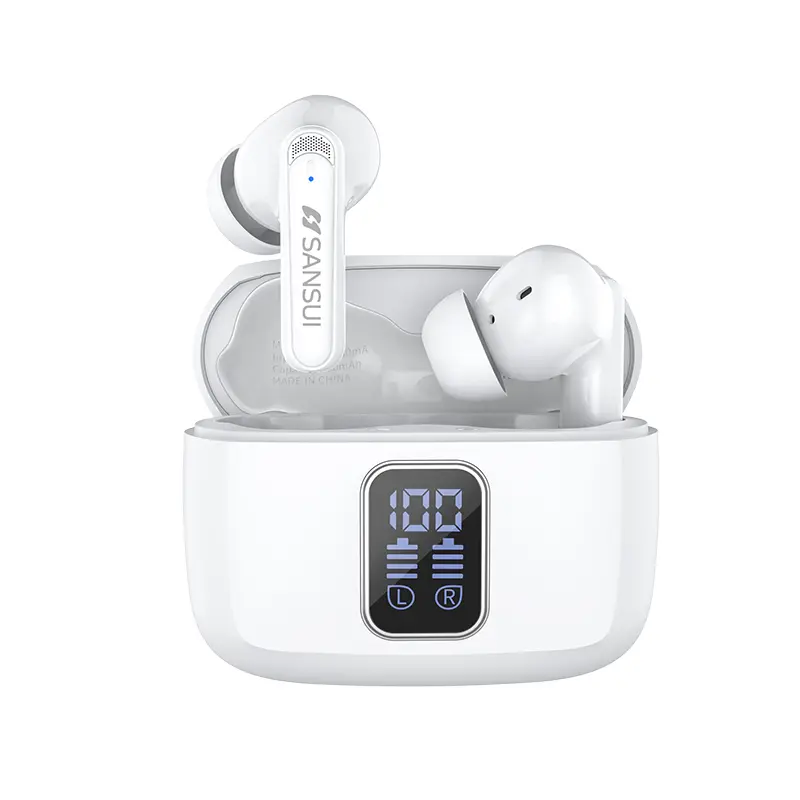 W9 Bluetooth 5.3 Audio Headphones Electronic Silicone Earbuds 60H Playtime Noise Cancelling  Waterproof Space Age Design Charging Headset Chargeable sport wireless