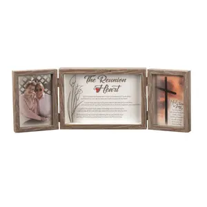 212 MAIN 6.62x19 in. Reunion Heart 3-Part Tabletop Photo Frame with Shadow, Decor Element, Gift Option, and Storage Box for Baby & Maternity Room Decoration