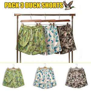 Pack 3 Camo Duck Hunting Shorts With 5 Inch Inseam, Perfect for the Gym, Basketball Camo Mesh Short, Gift for him, Gift For Her, Gym Gift