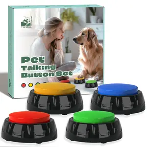 YoFellas Pet Communicator Button - 4 Pack, Interactive Voice Buttons for Dogs, Customizable Recordings, Non-Slip Base, Vibrant Colors