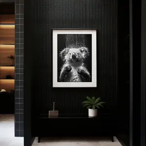 Koala B&W Adorable Portrait in Steamy Shower Tub Wall Art | Koala Photo | Koala Art | Bathroom Art Print | Physical Art Print