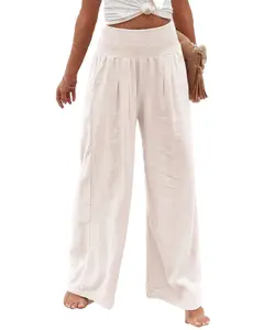Mid Rise Cotton Linen Slacks