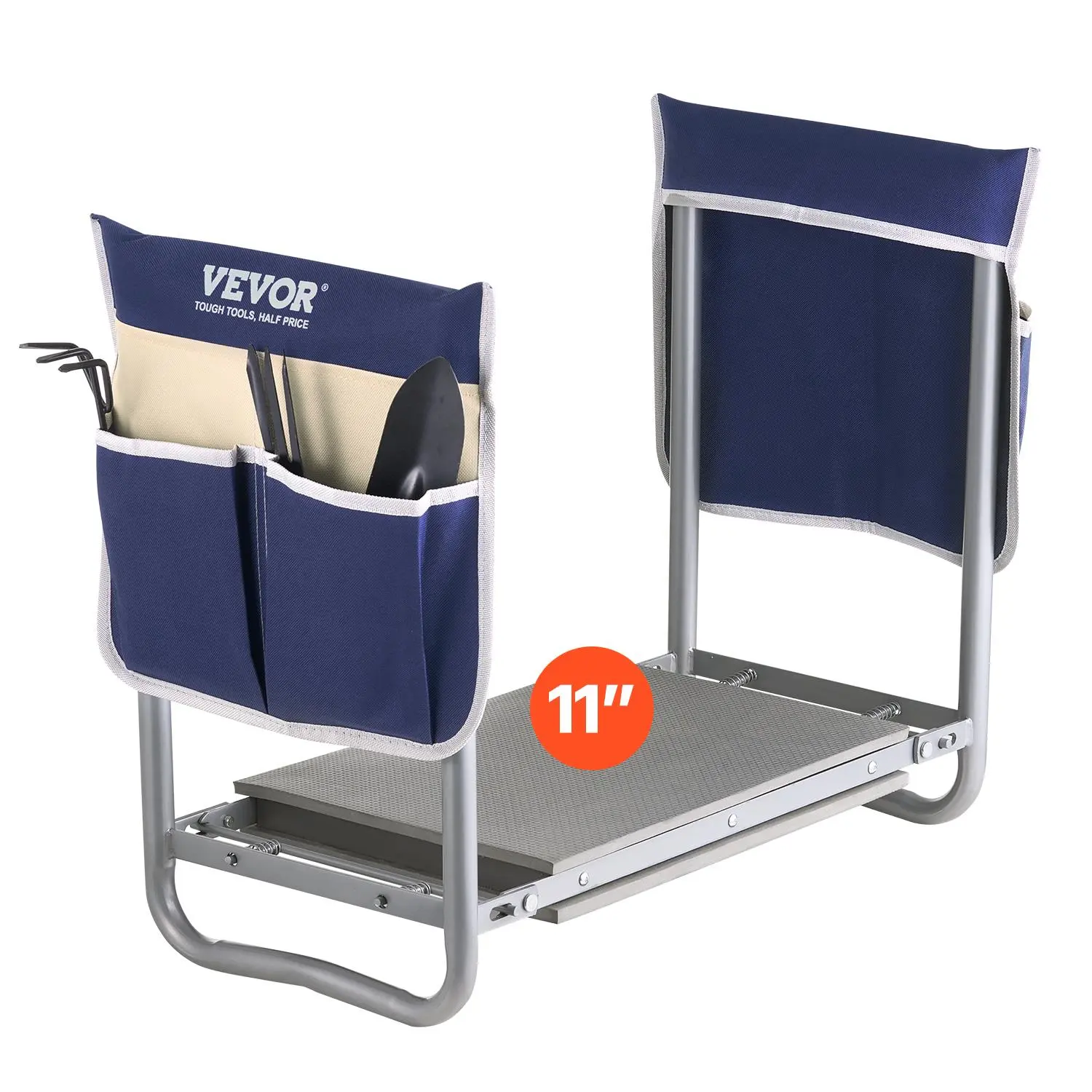【summerfinds】VEVOR Garden Kneeler and Seat, 11 in Wide Kneeling Pad, Heavy Duty Garden Kneeling Stool, Folding Garden Seat with 2 Tool Bags, Relieve Knee & Back Pain, Non-Slip Garden Bench for Women Grandparents