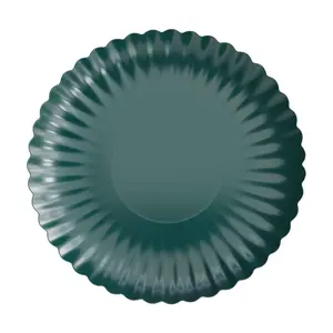 10.5 In. Scalloped Paper Plates - Black Aqua | 10 Count