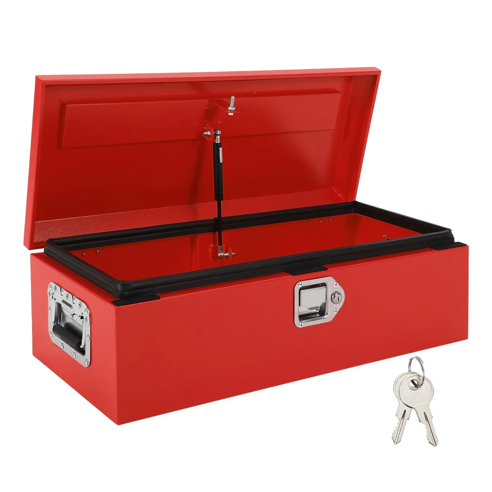 Garvee Heavy Duty Steel Durable Metal Box Toolbox Storage Box (30x13x9.6 in) - Secure Organizer with Waterproof Design, Gas Strut Lid, Orange Peel Finish for Pickup, RV