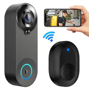 2.4G WiFi Smart Wireless Video Doorbell Camera, Rechargeable AI Human Detection Video Doorbell with Two-Way Audio, Night Vision,Adhesive Sticks to Walls,Head-to-Toe View