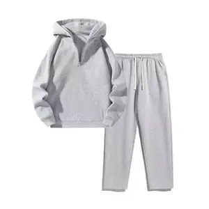 Men's Solid Hoodie & Drawstring WaistSweatpants Two-Piece Set, Casual FashionCozy Breathable Two Piece Outfits for DailyOutdoor Wear, Men's Clothes for Spring & Fall,Men's Clothing
