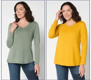 LOGO Principles by Lori Goldstein Set of 2 Knit Tees