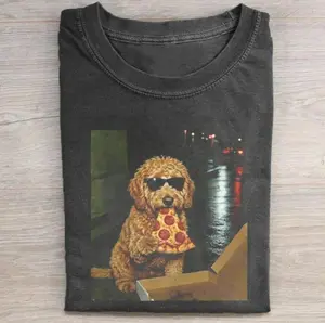 Pizza Dog T-Shirt, Funny Goldendoodle Meme Shirt, Womenswear Top, Full Colors, All Sizes, Streetwear T-shirt Crewneck