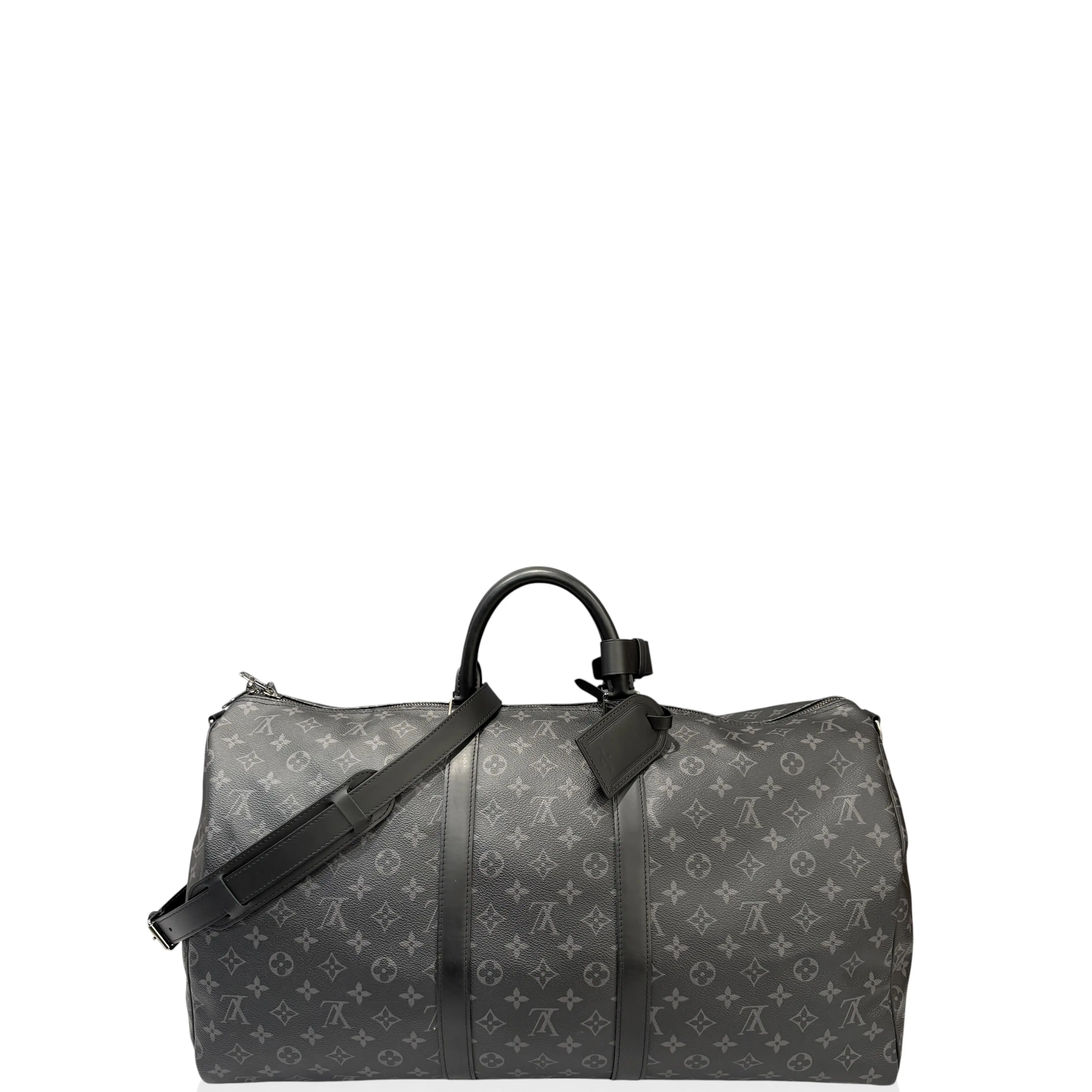 Pre-owned Louis Vuitton Leather travel bags Keepall Bandouliere 60 Monogram Eclipse Black (ko041926a0)