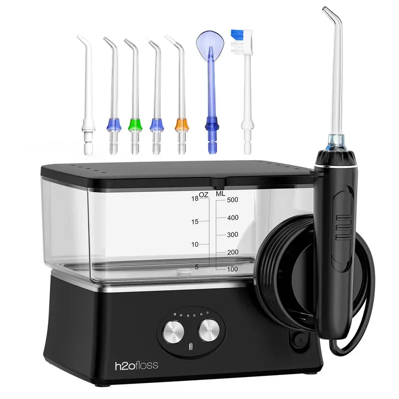 h2ofloss 6 Modes Upgraded Portable Cordless Oral Irrigator,Rechargeable 570ml Travel Water Flosser IPX7 Waterproof,Suitable for Teeth Cleaning Black, Black Water Flosser