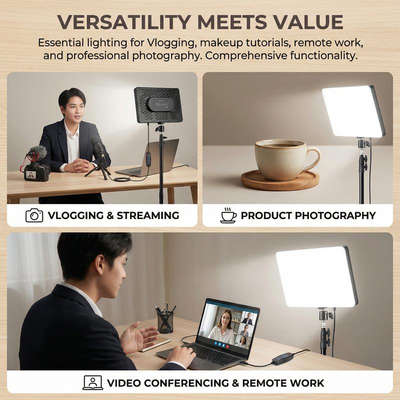 10" LED Square Light Panel with 63" Extendable Stand 3 Color 2200-4500K Studio Lighting for YouTube/TikTok/Instagram Content Creation, Dimmable Brightness, USB Powered, Soft light（1PCS）#valentine's#new years