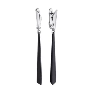 Noir Spear Drop Earrings-Silver LM