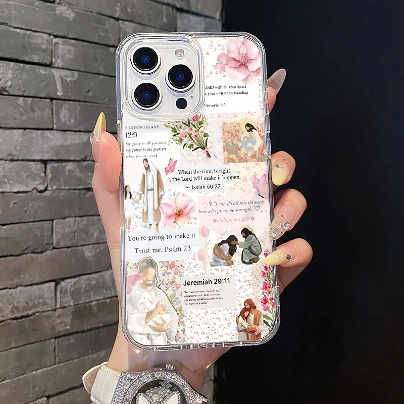 Magnetic Soft TPU Cell Phone Case for iPhone 11-17 Pro Max - MagSafe-Compatible, Wireless Charging Compatible, Lightweight, Anti-Scratch, Shockproof, Resistance Electronic Religious Accessory with Aesthetic "God Is With You" Bible Verse