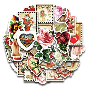 30pcs/2sheets Romantic Valentine's Day Decorative Stickers for Scrapbook, Journaling, Laptop, Luggage, Bottles, Rose & Heart Aesthetic Graffiti Stickers for DIY Craft Supplies, Gift for Couples