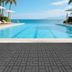 Interlocking HDPE Plastic Outdoor Patio Flooring Tiles, 44 Pcs 12x12 In, All-Weather Waterproof, Snappy Lock Connection, UV-Resistant for Pool & Backyard