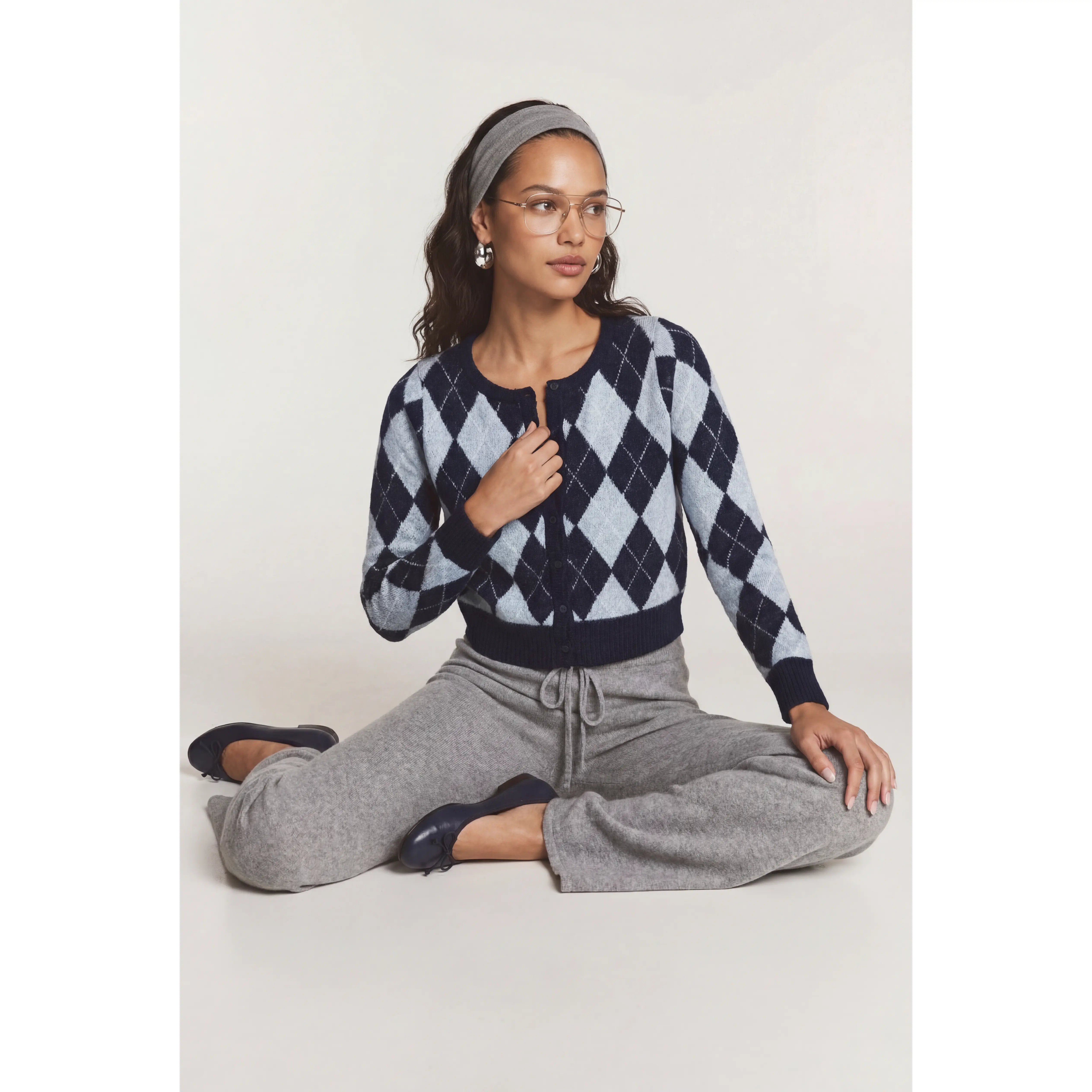 Periwinter Argyle Cardigan