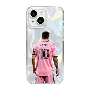 10 Pink Jersey Back View Phone Case, [1PCS] Shiny Iridescent Water Ripple Case, Football Fan Gift For iPhone Series