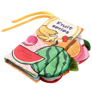 Fruit/Animal Pattern Baby Cloth Book, 1 Count Early Learning Tear-proof Interactive Crinkle Book, Early Learning Toy for Baby Boys & Girls, Toddler Busy Book