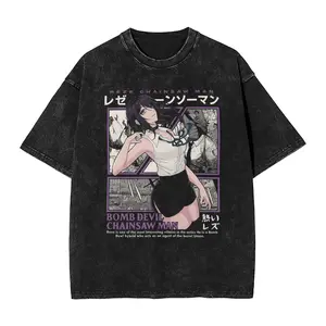 shirts Japanese Reze Chainsaw Man Anime T Shirt Beach  Vintage T Shirts Cotton Trending Tshirt For Men Short Sleeve Design Tees, For Anime Fans Men's T-shirt