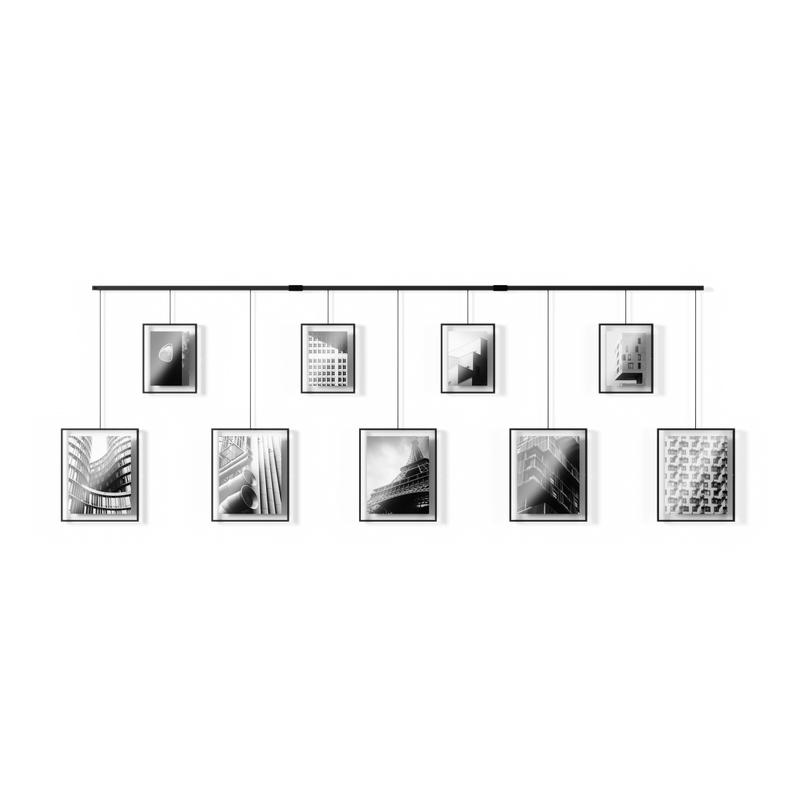 Umbra Exhibit Photo Display, Multi-Photo Wall Decor with 9 Hanging Gallery Frames, Customizable Layout Metal Traditional