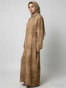 Elegant Muslim Women's Robe, Tie-Dye Craftsmanship, Suitable for All Seasons, Loose-Fitting Ethnic Pattern, Stylish and Comfortable