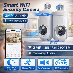 2026 new model Instavision 4MP Smart AI Light Bulb Camera with 911 Alarm Monitoring Full Color Night Vision Easy Installation Motion Detection Two-Way Audio 5G/2.4G Dual-WiFi US Local Cloud Cord Safety Socket