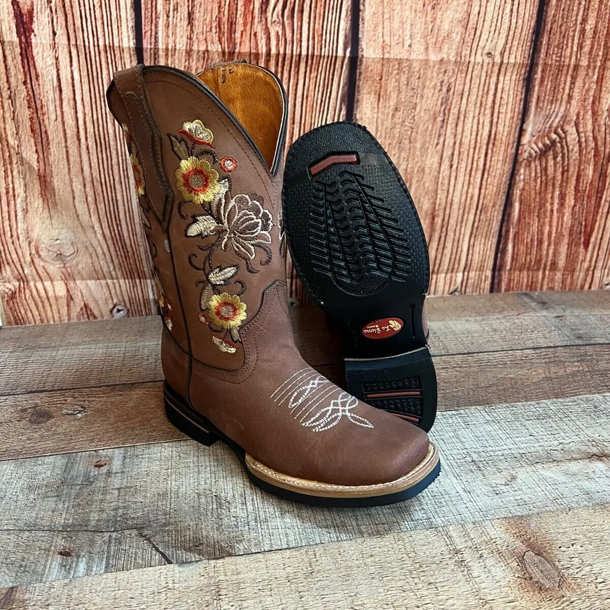 Women's Western Wide Calf Cowgirl Boots Genuine Cow Leather Rodeo Style Handmade in Mexico Est. 709