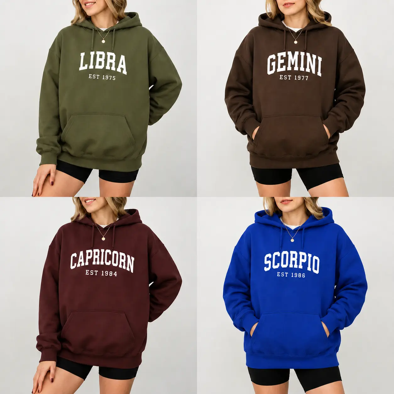 Custom Zodiac with Est Year Dark Chocolate Hoodie, Horoscope Astrology Graphic Hoodie, Unisex Crewneck Hoodie, Personalized Zodiac Energy Gift for Birthday, Star Sign Lovers, Celestial -DPCLICK