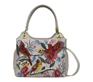Anushcka Painted Leather Satchel With Crossbody Strap