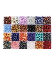 6mm Natural Stone Beads, 960pcs/box 24 Color Round Beads, Bead Assortment, DIY Jewelry Making Supplies for Bracelet Necklace Earrings Pendant