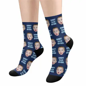 BARLEY ONE Custom Personalized Photo Pet Face Socks Fish Bones Cat and Dog Tracks Paws Crew Socks with Picture for Men Women High-Quality Polyester Fashionable and Comfortable, 02