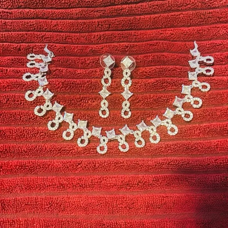 Crystal Pear-Cut Statement Jewelry Set | Elegant Necklace & Teardrop Earrings for Weddings | Formal Occasion Accessories