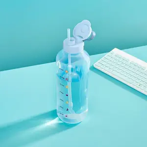Tupperware Eco+ AquaVibe Bottle 67 oz 2L with Pop-Up Flexible Straw & Colorful Icons for Hydration Tracking & Easy Drinking