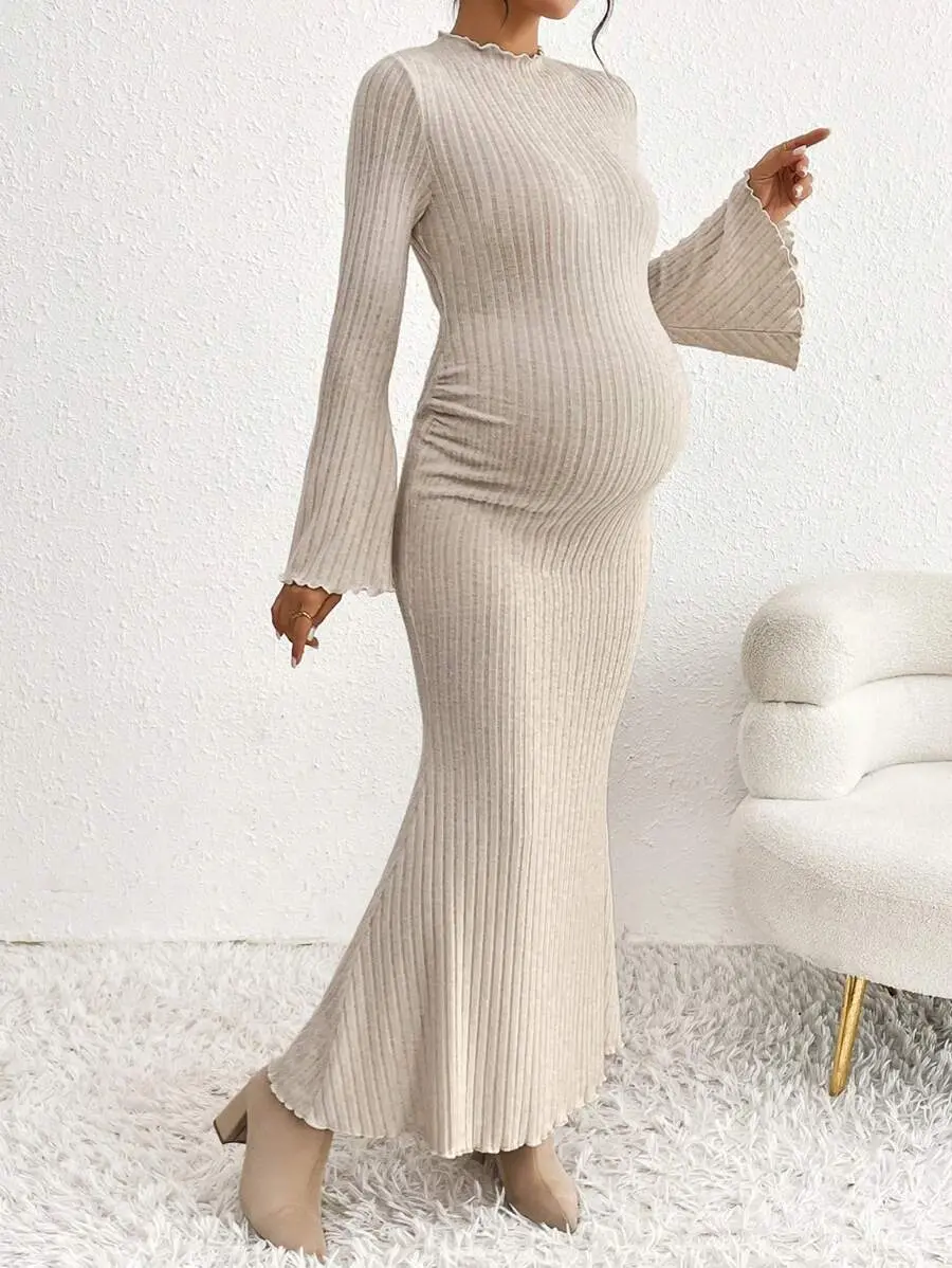Maternity Pregnant Women Solid Color Flared Sleeve Ribbed Fitted Mermaid Hem Elegant Dress Knit Maxi Dress Baby Blue Maternity Dress Maternity Dress Knit Dress Pregnancy Dress For Photoshoot - TikTok Shop Maternity Pregnant Women Solid Color Flared Sleeve Ribbed Fitted Mermaid Hem Elegant Dress Knit Maxi Dress Baby Blue Maternity Dress Maternity Dress Knit Dress Pregnancy Dress For Photoshoot - TikTok Shop
