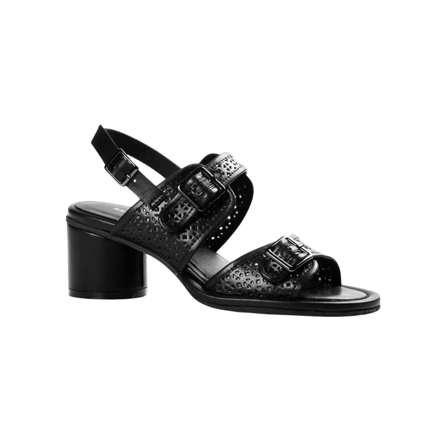 Women's All Black Leather 3-Buckle Adjustable Sandal - Stylish Women's Shoe (Model J078)