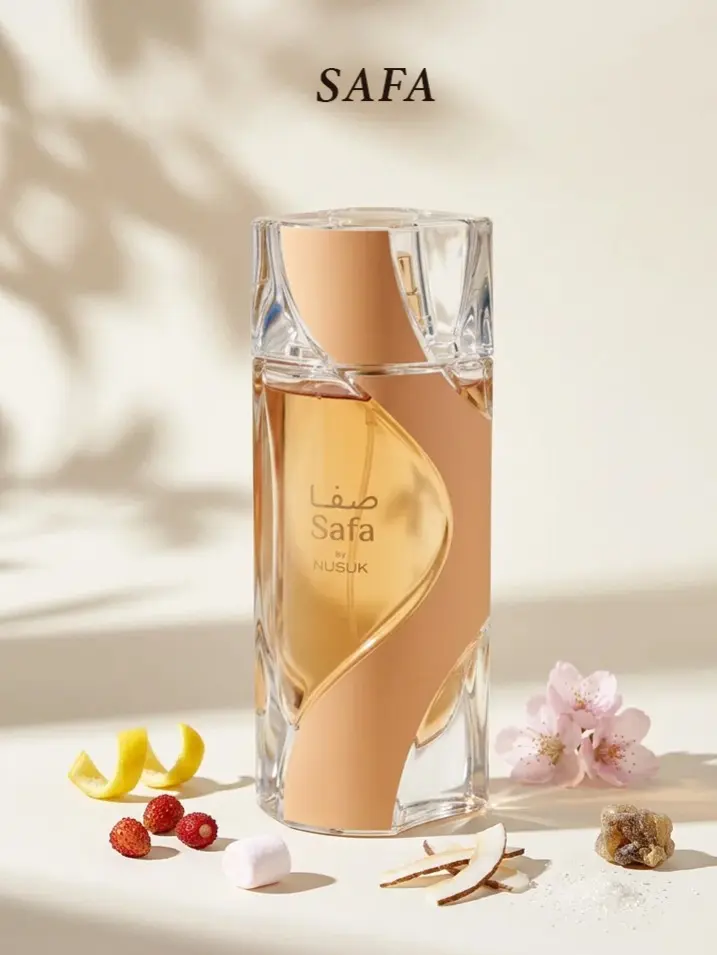 Nusuk Safa Unisex Eau De Parfum 100ml - Juicy Lemon & Strawberry Top Notes, Creamy Coconut & Nectar Floral Heart, Warm Vanilla, Musk & Ambrox Base, Sweet Playful Long-Lasting Fragrance