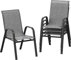 4-Piece Patio Furniture Sets, Stackable High-Back Outdoor Dining Chairs with All-Weather Textilene Fabric for Backyard, Poolside,summervibes
